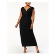 thumbnail image 1 of NY COLLECTION Womens Black Ruched Sleeveless V Neck Maxi Party Empire Waist Dress Plus 2X, 1 of 2