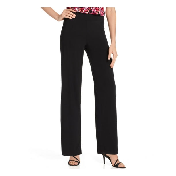 NY COLLECTION Womens Black Stretch Wear To Work Wide Leg Pants Petites