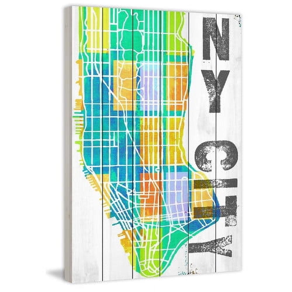"NY City" Painting Print on White Wood
