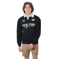 thumbnail image 1 of Brooklyn Cloth NY Coffee Club Rugby Fleece Pullover, Heavyweight Striped Collar, Black, Large, 1 of 4