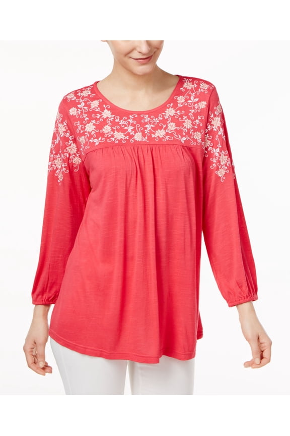 Embroidered Blouse Pink S