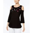 thumbnail image 1 of NY Collection Embroidered Cold Shoulder Top Black XS, 1 of 1
