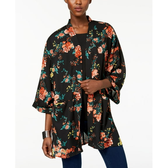 NY Collection Floral Print Kimono Blackpink Floral L