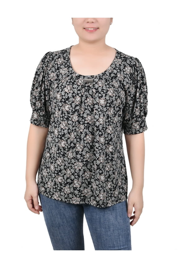 Missy Short Sleeve Balloon Sleeve Top