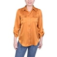 thumbnail image 1 of NY Collection Missy Tabbed Long Sleeve Satin Blouse, 1 of 4