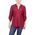 thumbnail image 1 of NY Collection Petite 3/4 Roll Tab Pullover Top Roll Beet Red PXL, 1 of 1