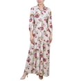 thumbnail image 1 of NY Collection Petite 3/4 Sleeve Crinkle Tiered Maxi Dress Ivory Floral PXL, 1 of 1