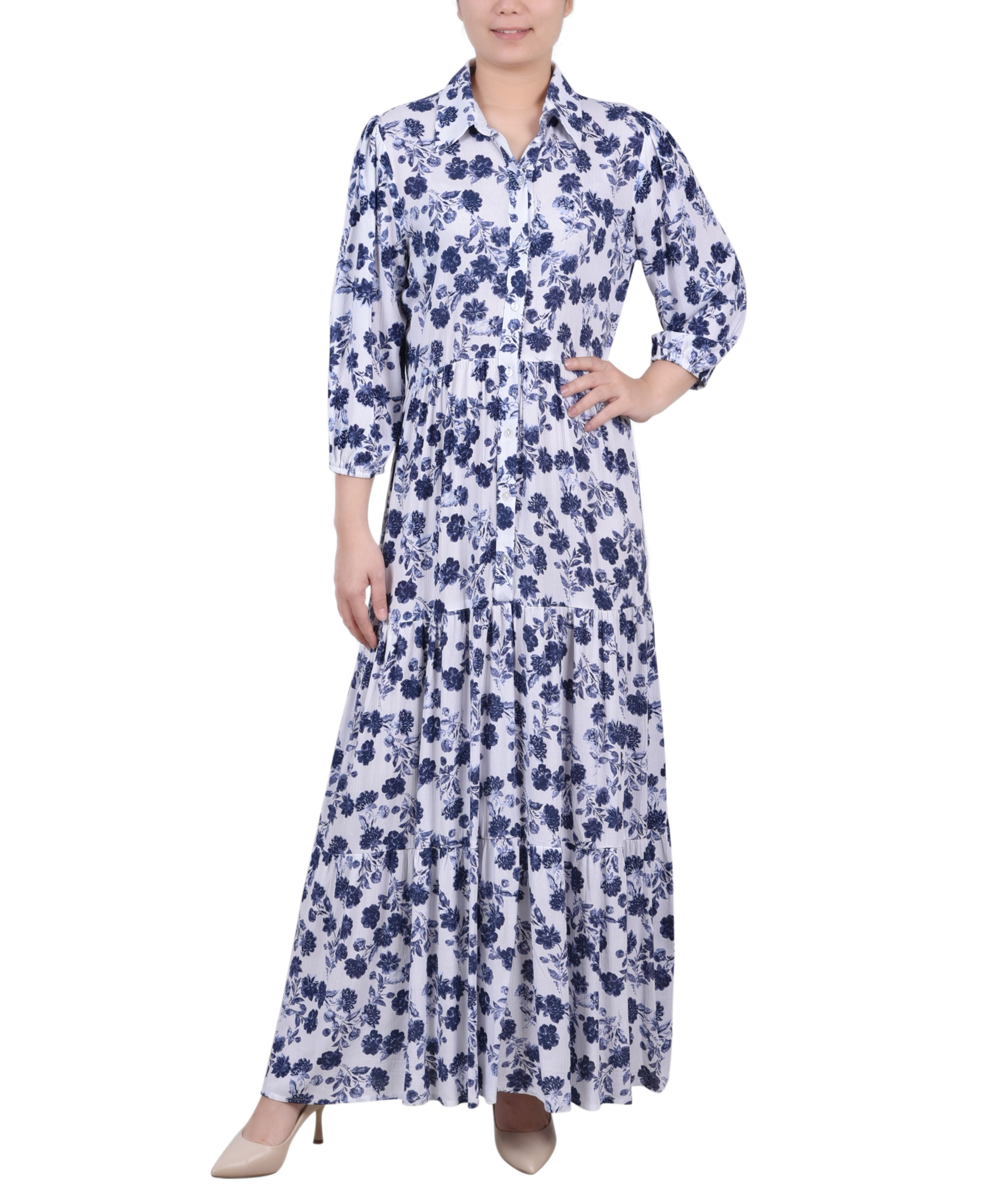 chinese dress ladies Petite 3/4 Sleeve Matte Jersey & Ombre Satin Ballgown  S.L. Fashions