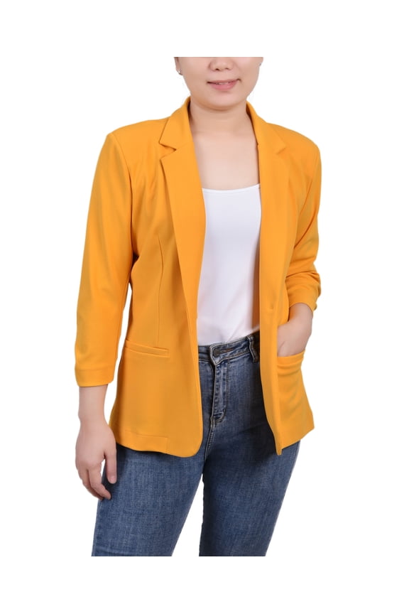 Petite 3/4 Sleeve Scuba Crepe Jacket Golden Glow PXL