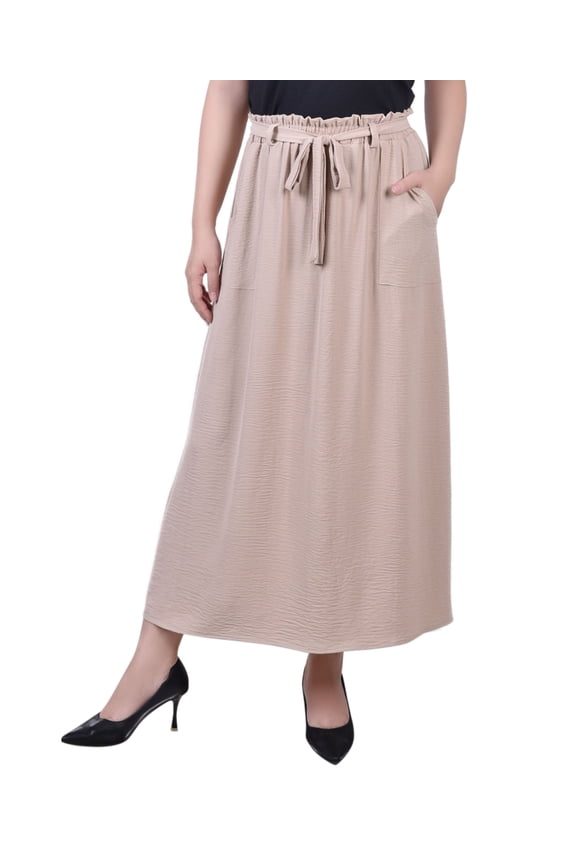 Petite Ankle Length Belted A Line Skirt Doeskin PM