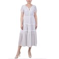thumbnail image 1 of NY Collection Petite Short Sleeve Tiered Midi Dress White PXL, 1 of 4