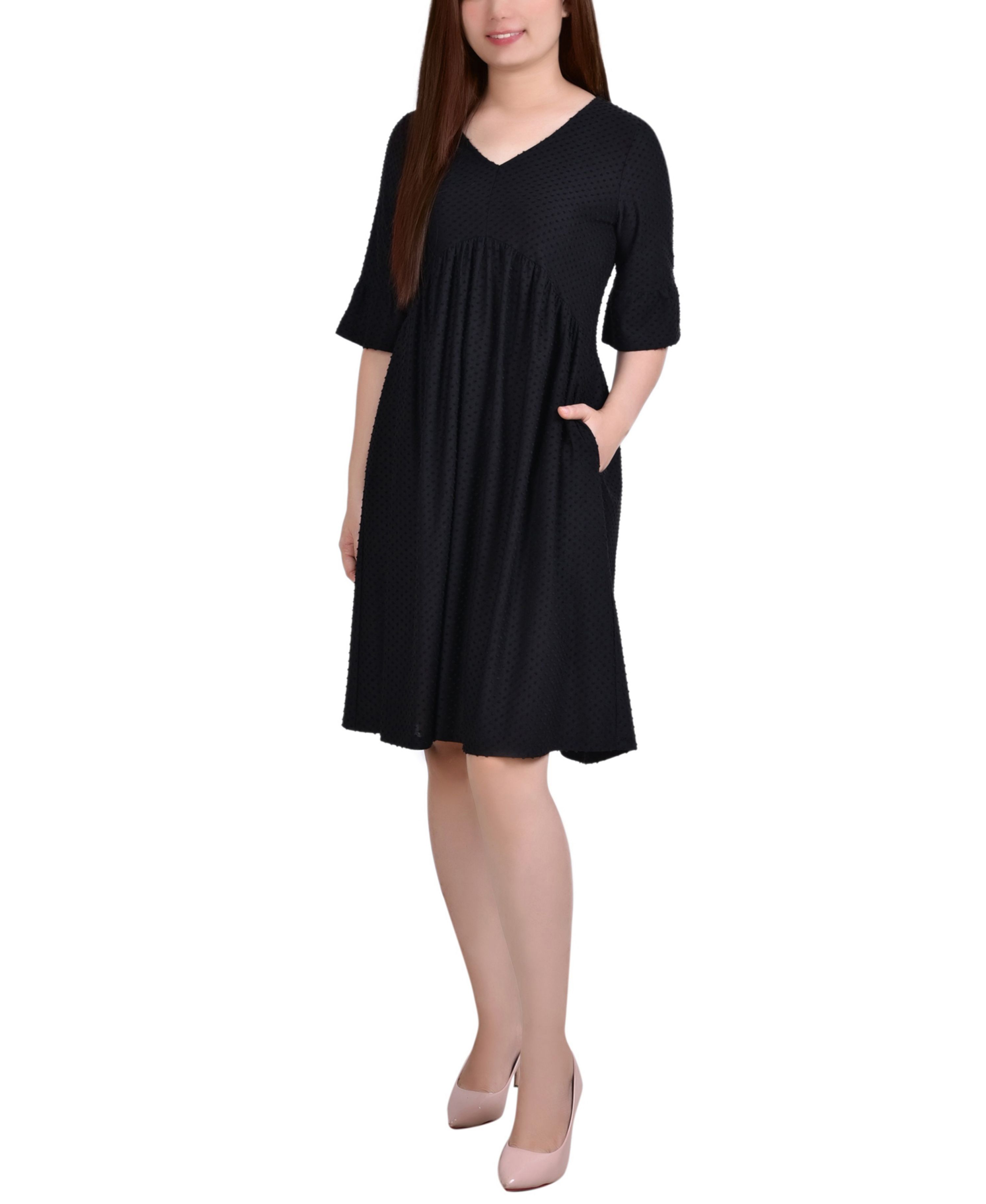 Inca Gold Elbow Sleeve Swiss Dot Dress - Plus