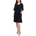 thumbnail image 1 of NY Collection Petite Elbow Sleeve Swiss Dot Empire Dress Dot Black PXL, 1 of 1
