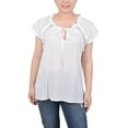 thumbnail image 1 of NY Collection Petite Eyelet Sleeve Blouse, 1 of 4