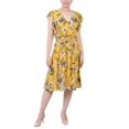 thumbnail image 1 of NY Collection Petite Flutter Sleeve Surplice Neck Dress Yellow Floral PM, 1 of 1