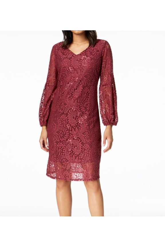 Petite Lace A Line Dress Rose Viola PL