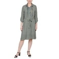 thumbnail image 1 of NY Collection Petite Long Roll Tab Sleeve Dobby Dress, 1 of 4