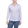 thumbnail image 1 of NY Collection Petite Long Sleeve Button Front Blouse White PM, 1 of 1
