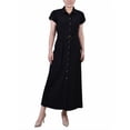 thumbnail image 1 of NY Collection Petite Midi Petal Sleeve Dress Black PM, 1 of 1