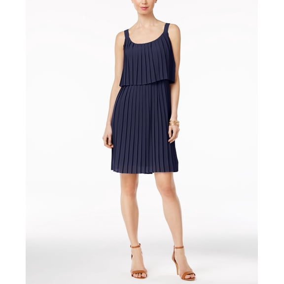 NY Collection Petite Pleated Popover Dress Eclipse PM