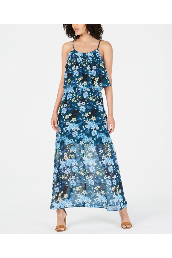 Petite Popover Maxi Dress Teal Poppufleur S