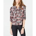 thumbnail image 1 of NY Collection Petite Printed Pleat Front Utility Top Rose Contour PL, 1 of 1