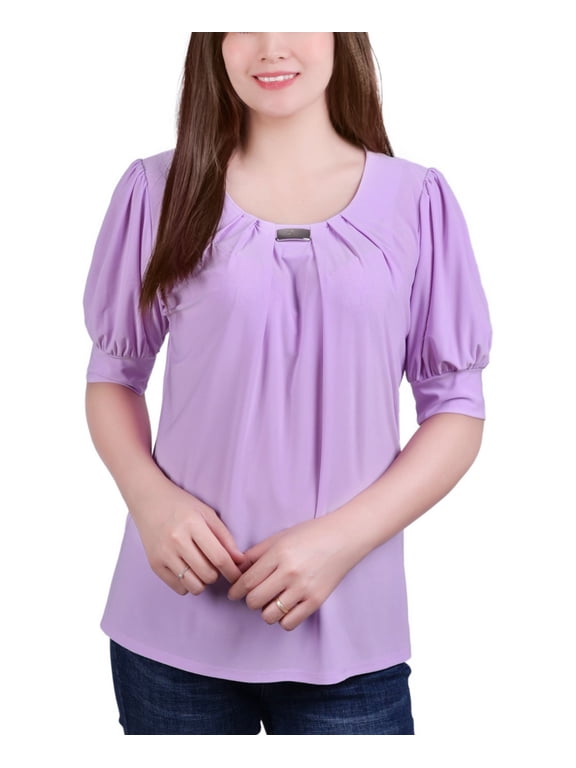Petite Short Sleeve Balloon Sleeve Top Orchid PL