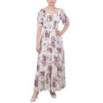 thumbnail image 1 of NY Collection Petite Short Sleeve Smocked Maxi Dress Ivory Floral PS, 1 of 1