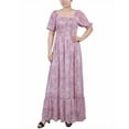 thumbnail image 1 of NY Collection Petite Short Sleeve Smocked Maxi Dress Lilac Animal PS, 1 of 1