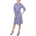 thumbnail image 1 of NY Collection Petite Striped Roll Tab Shirt Dress Blue Tortorella PS, 1 of 1