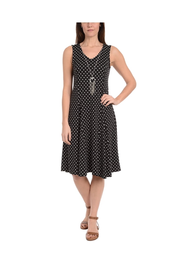 Petite V Neck Godet Dress With Necklace Morganhill PL