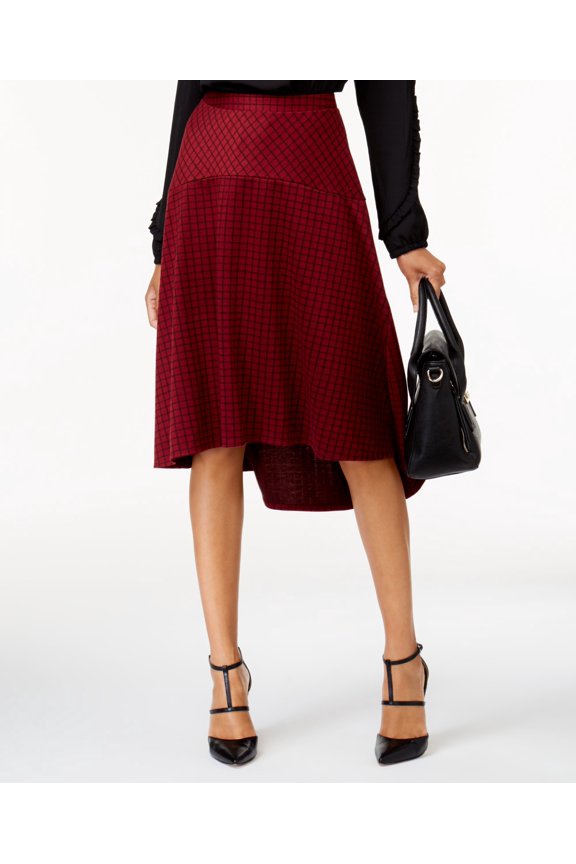Plaid High Low Skirt Pomegranateblack Check L