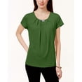 thumbnail image 1 of NY Collection Pleated Hardware Trim Top Chive Green L, 1 of 1