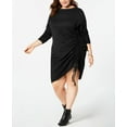 thumbnail image 1 of NY Collection Plus Size 3/4 Sleeve Ruched Sweater Dress Black 3X, 1 of 1