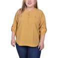 thumbnail image 1 of NY Collection Plus Size 3/4 Tabbed Sleeve Y Neck Blouse, 1 of 4