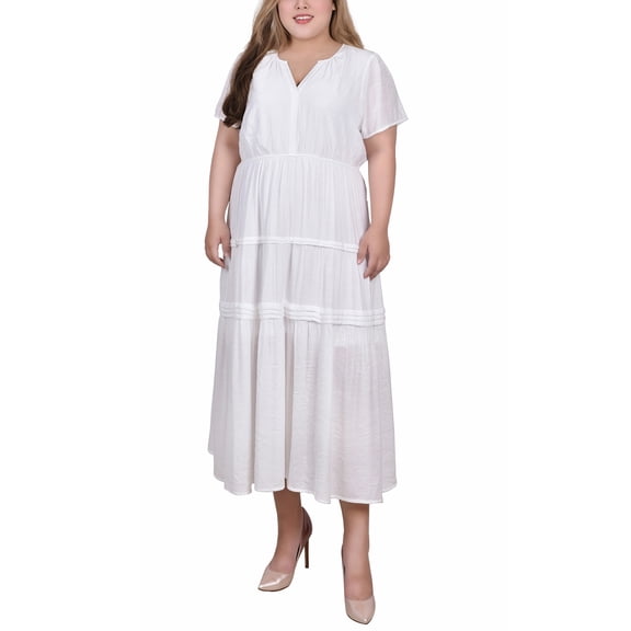 NY Collection Plus Size Ankle Length Short Sleeve Dress