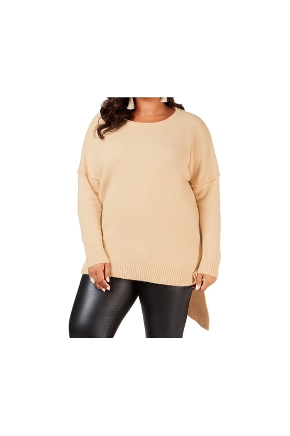 Plus Size Asymmetrical Hem Sweater Almond Milk 3X