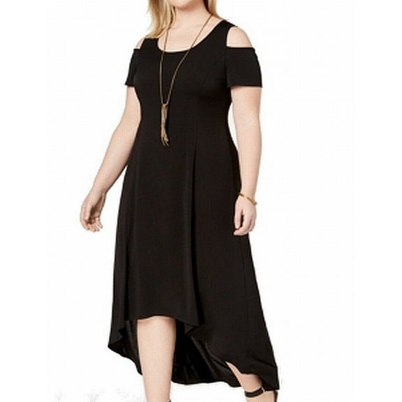 NY Collection Plus Size Cold Shoulder Maxi Dress Black 2XP
