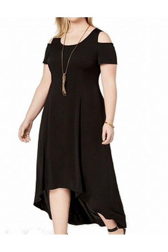 Plus Size Cold Shoulder Maxi Dress Black 2XP