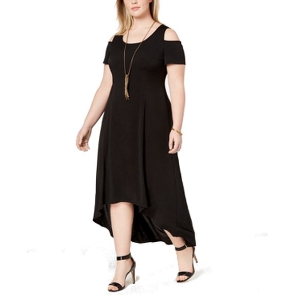 NY Collection Plus Size Cold Shoulder Maxi Dress Black 3X
