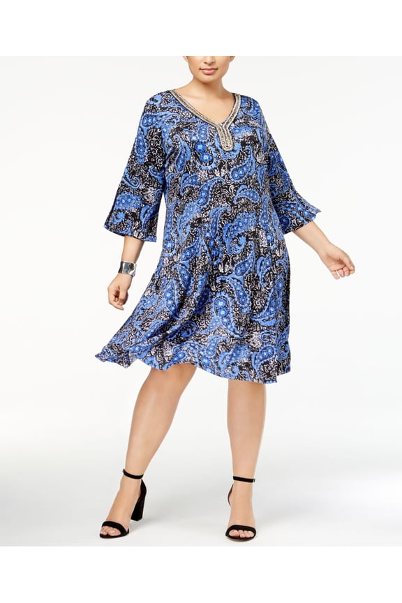 Plus Size Embellished A-Line Dress (Web Skysolar, 1X)