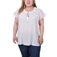 thumbnail image 1 of NY Collection Plus Size Eyelet Sleeve Blouse, 1 of 4