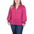 thumbnail image 1 of NY Collection Plus Size Long Sleeve Smocked Cuff Blouse, 1 of 4