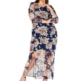thumbnail image 1 of NY Collection Plus Size Printed Bodycon Maxi Dress Navy 1X, 1 of 2