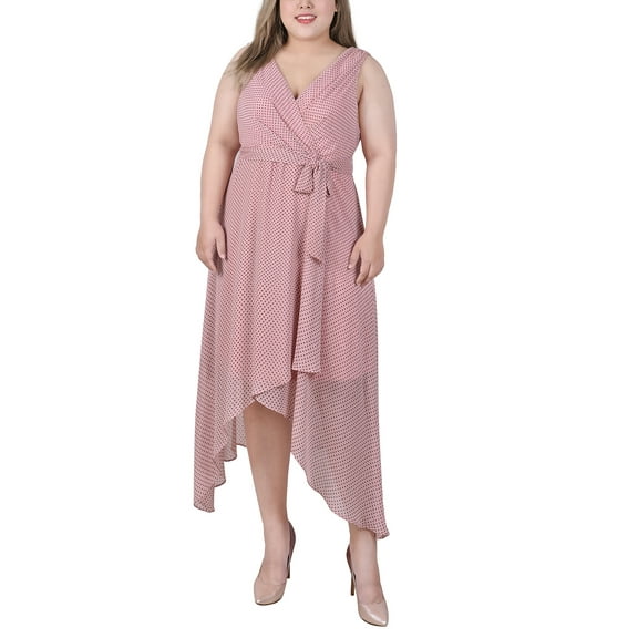 NY Collection Plus Size Sleeveless Wrap Chiffon Dress