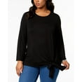 thumbnail image 1 of NY Collection Plus Size Tie Hem Tunic Black 1X, 1 of 2