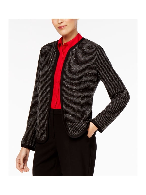 Sequin Detail Boucle Blazer Black XS