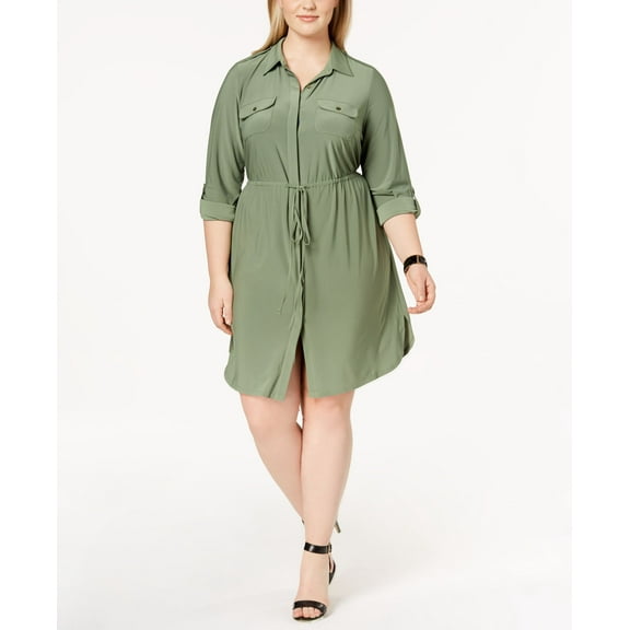 NY Collection Utility Shirtdress Vineyard Green 3XP