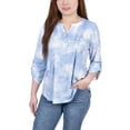thumbnail image 1 of NY Collection Women's 3/4 Bell Sleeve Pleat Front Y Neck Top, 1 of 4