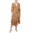 thumbnail image 1 of NY Collection Women's 3/4 Sleeve Belted Chiffon Hankerchief Hem Dress, 1 of 4
